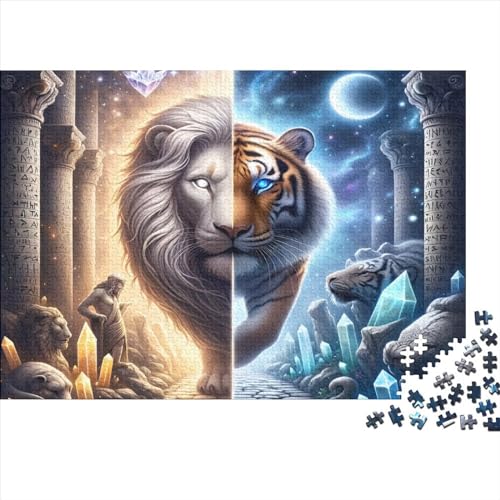 Puzzles Für Erwachsene 300 Teile Holzpuzzle Lion Tiger Puzzle-Kunstwerk, Puzzle-Wanddekoration, Einzigartige Geburtstags 300pcs (40x28cm) von CPXSEMAZA