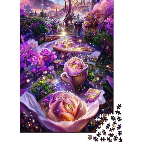 Puzzles Für Erwachsene 300 Teile Holzpuzzle Purple Rose Puzzle-Kunstwerk, Puzzle-Wanddekoration, Einzigartige Geburtstags 300pcs (40x28cm) von CPXSEMAZA