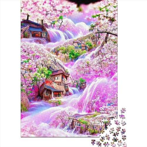 Puzzles Für Erwachsene 300 Teile Holzpuzzle Sakura Falls Puzzle-Kunstwerk, Puzzle-Wanddekoration, Einzigartige Geburtstags 300pcs (40x28cm) von CPXSEMAZA