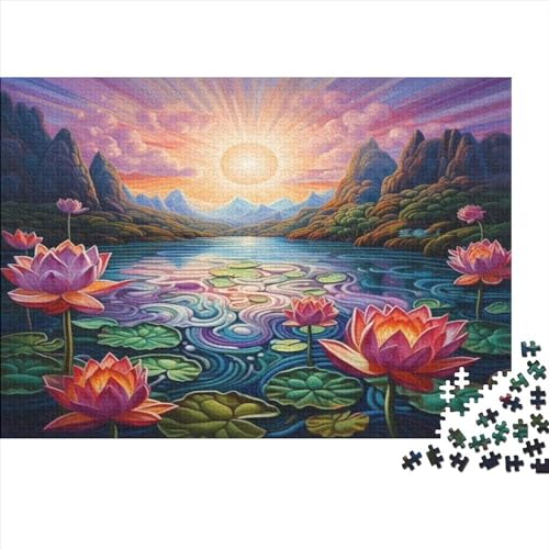 Puzzles Für Erwachsene 300 Teile Holzpuzzle Sunset Lotus Puzzle-Kunstwerk, Puzzle-Wanddekoration, Einzigartige Geburtstags 300pcs (40x28cm) von CPXSEMAZA