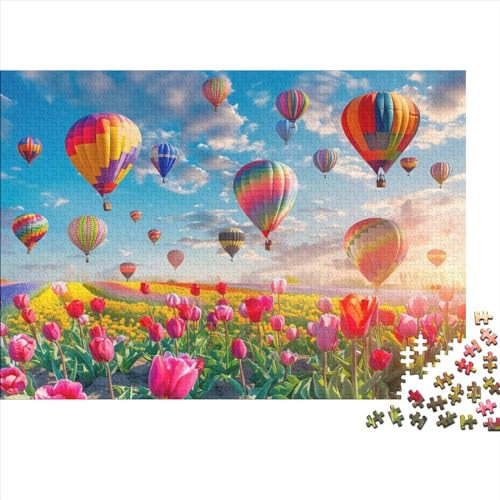 Puzzles Für Erwachsene 300 Teile Holzpuzzle Tulip Hot Air Balloon Puzzle-Kunstwerk, Puzzle-Wanddekoration, Einzigartige Geburtstags 300pcs (40x28cm) von CPXSEMAZA