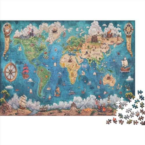 World Map Ungelöstes 3D-Puzzle Mit 300 Teilen Für Erwachsene Und Jugendliche Ab 12 Jahren 300pcs (40x28cm) von CPXSEMAZA