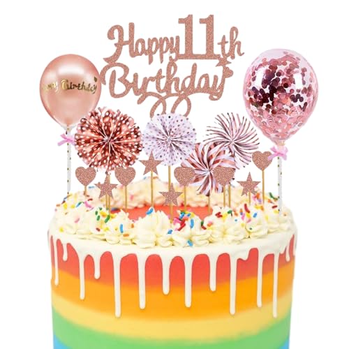 CPYJW Happy 11th Birthday Tortendeko,Tortendeko Geburtstag Cake Topper 11 Jahre Mädchen Kuchendeko Rosegold Mit Herz Stern Tortendeko MäDchenfür 11 Geburtstag Mädchen Tortendeko CPYJW Happy 11th Birthday Tortendeko,Tortendeko Geburtstag Cake Topper 11 Jahre Mädchen Kuchendeko Rosegold Mit Herz Stern Tortendeko MäDchenfür 11 Geburtstag Mädchen Tortendeko von CPYJW