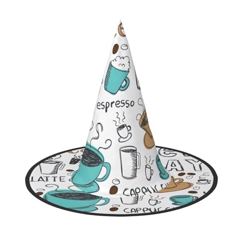 1 PC Halloween Hut - Köstlicher Kaffee Druck Hexen Dekor Party Hexe Kostüm Spitze Horn Kappe Festliches Geschenk 1 PC Halloween Hut - Köstlicher Kaffee Druck Hexen Dekor Party Hexe Kostüm Spitze Horn Kappe Festliches Geschenk von CPyuqw