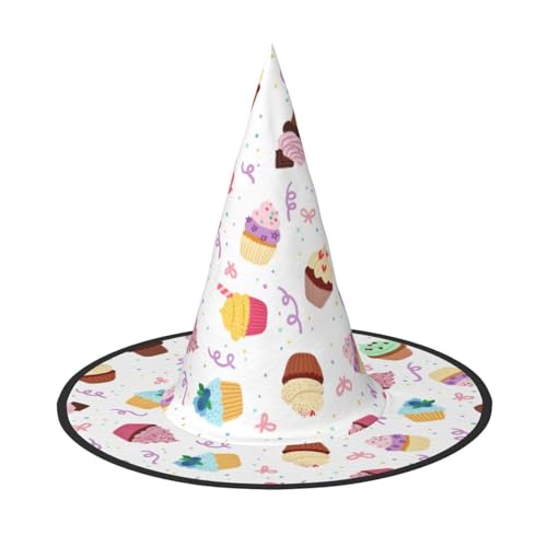 1 PC Halloween Hut - Leckere Cupcakes Druck Hexen Dekor Party Hexe Kostüm Spitze Horn Kappe Festliches Geschenk 1 PC Halloween Hut - Leckere Cupcakes Druck Hexen Dekor Party Hexe Kostüm Spitze Horn Kappe Festliches Geschenk von CPyuqw