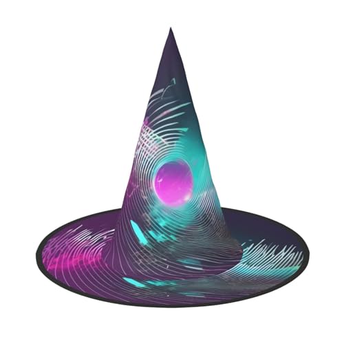 1 x Halloween-Hut – Musik Sound Wave Druck Hexen Dekor Party Hexe Kostüm Spitze Horn Kappe Festliches Geschenk von CPyuqw