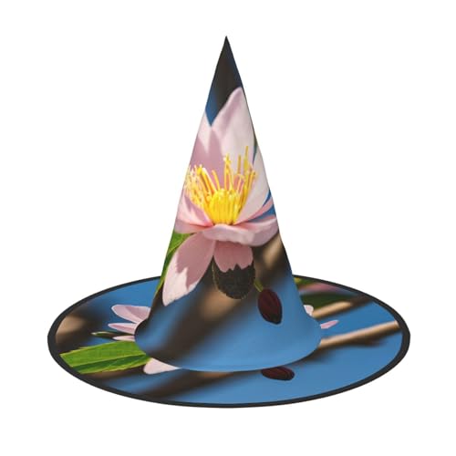 1 x Halloween-Hut – rosa Mandelblüte Druck Hexen Dekor Party Hexenkostüm, spitze Hornkappe, festliches Geschenk 1 x Halloween-Hut – rosa Mandelblüte Druck Hexen Dekor Party Hexenkostüm, spitze Hornkappe, festliches Geschenk von CPyuqw