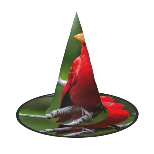 1 x Halloween-Hut – schöne rote Vögel Druck Hexen Dekor Party Hexenkostüm, spitze Hornkappe, festliches Geschenk 1 x Halloween-Hut – schöne rote Vögel Druck Hexen Dekor Party Hexenkostüm, spitze Hornkappe, festliches Geschenk von CPyuqw