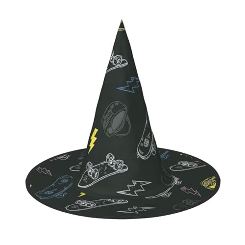 1PC Halloween Hut - Graffiti Skateboard Druck Hexen Dekor Party Hexe Kostüm Spitze Horn Kappe Festliches Geschenk 1PC Halloween Hut - Graffiti Skateboard Druck Hexen Dekor Party Hexe Kostüm Spitze Horn Kappe Festliches Geschenk von CPyuqw