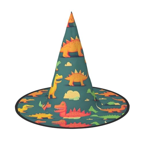 1PC Halloween Hut - Viele kleine Dinosaurier Druck Hexen Dekor Party Hexe Kostüm Spitze Horn Kappe Festliches Geschenk von CPyuqw