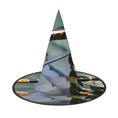 2 Stück Halloween-Hut – Angelruten-Druck, Hexendekoration, Party, Hexenkostüm, spitze Hornkappe, festliches Geschenk von CPyuqw
