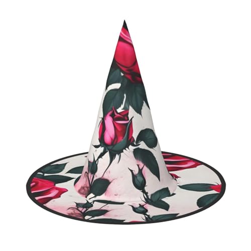 2 Stück Halloween-Hut – Blühende Rose Blumen Druck Hexen Dekor Party Hexenkostüm, spitze Hornkappe, festliches Geschenk 2 Stück Halloween-Hut – Blühende Rose Blumen Druck Hexen Dekor Party Hexenkostüm, spitze Hornkappe, festliches Geschenk von CPyuqw