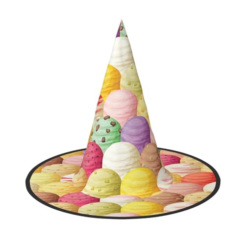 2 Stück Halloween-Hut – Eiscreme-Druck, Hexendekoration, Party, Hexenkostüm, spitze Hornkappe, festliches Geschenk von CPyuqw