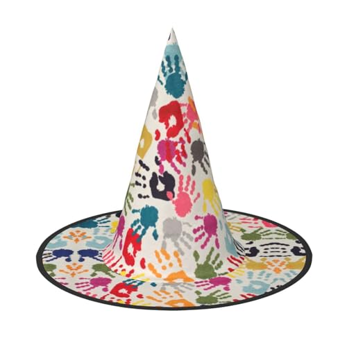 2 Stück Halloween-Hut – Handabdruck Hexen Dekor Party Hexenkostüm, spitze Hornkappe, festliches Geschenk von CPyuqw