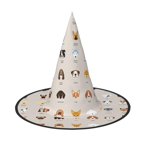 2 Stück Halloween-Hut – Hunderassen-Druck, Hexendekoration, Party, Hexenkostüm, spitze Hornkappe, festliches Geschenk 2 Stück Halloween-Hut – Hunderassen-Druck, Hexendekoration, Party, Hexenkostüm, spitze Hornkappe, festliches Geschenk von CPyuqw
