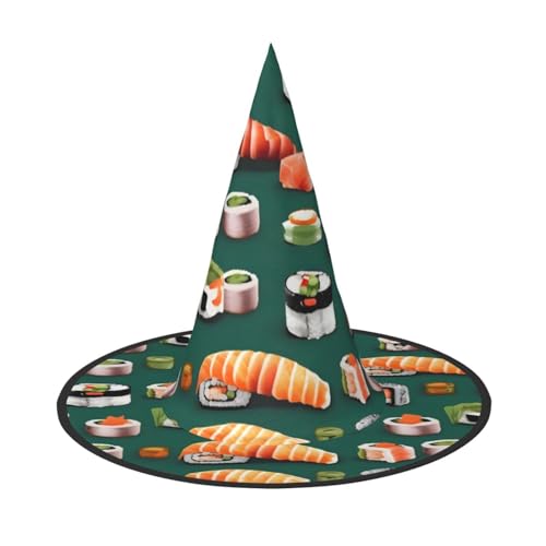 2 Stück Halloween-Hut – Sushi-Essen-Muster, Hexendekoration, Party, Hexenkostüm, spitze Hornkappe, festliches Geschenk 2 Stück Halloween-Hut – Sushi-Essen-Muster, Hexendekoration, Party, Hexenkostüm, spitze Hornkappe, festliches Geschenk von CPyuqw