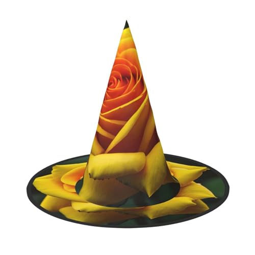 2 Stück Halloween-Hut – gelbe Rose Bild Druck Hexen Dekor Party Hexenkostüm, spitze Hornkappe, festliches Geschenk 2 Stück Halloween-Hut – gelbe Rose Bild Druck Hexen Dekor Party Hexenkostüm, spitze Hornkappe, festliches Geschenk von CPyuqw
