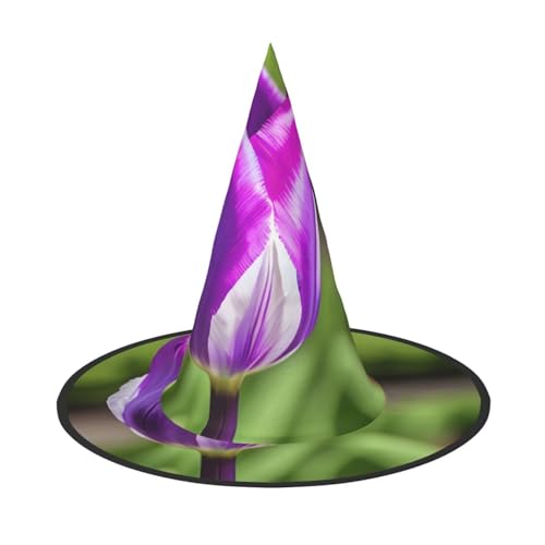2 Stück Halloween-Hut – lila Tulpen-Druck, Hexendekoration, Party, Hexenkostüm, spitze Hornkappe, festliches Geschenk 2 Stück Halloween-Hut – lila Tulpen-Druck, Hexendekoration, Party, Hexenkostüm, spitze Hornkappe, festliches Geschenk von CPyuqw