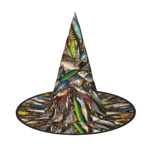 3 Stück Halloween-Hut – Fischköder Druck Hexen Dekor Party Hexenkostüm, spitze Hornkappe, festliches Geschenk 3 Stück Halloween-Hut – Fischköder Druck Hexen Dekor Party Hexenkostüm, spitze Hornkappe, festliches Geschenk von CPyuqw