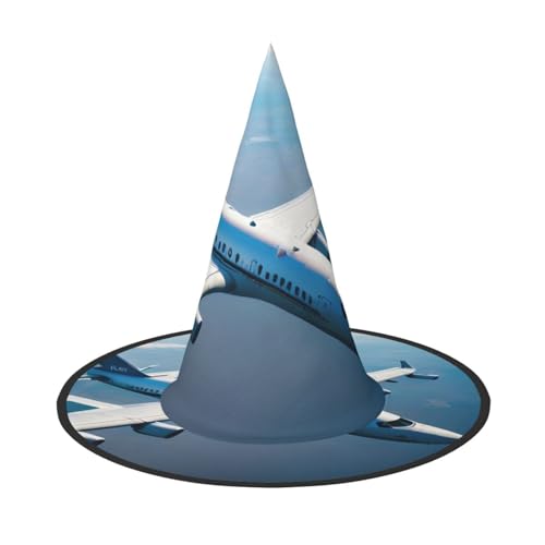3 Stück Halloween-Hut – Flugzeug-Druck, Hexendekoration, Party, Hexenkostüm, spitze Hornkappe, festliches Geschenk von CPyuqw