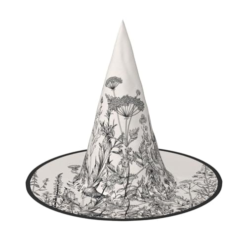 Halloween-Hut – Blumenkräuter, botanische Gravur, Druck, Hexendekoration, Party, Hexenkostüm, spitze Hornkappe, festliches Geschenk, 2 Stück Halloween-Hut – Blumenkräuter, botanische Gravur, Druck, Hexendekoration, Party, Hexenkostüm, spitze Hornkappe, festliches Geschenk, 2 Stück von CPyuqw