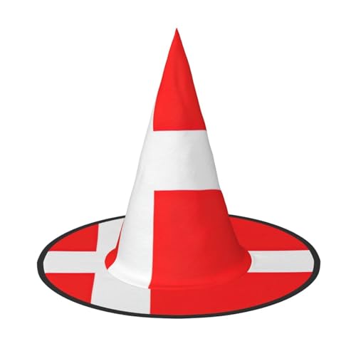Halloween-Hut – Dänemark, dänische Flagge, Druck, Hexendekoration, Party, Hexenkostüm, spitze Hornkappe, festliches Geschenk, 2 Stück von CPyuqw