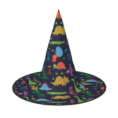 Halloween-Hut – Dinosaurier-Palmblatt-Druck, Hexendekoration, Party, Hexenkostüm, spitze Hornkappe, festliches Geschenk, 3 Stück von CPyuqw