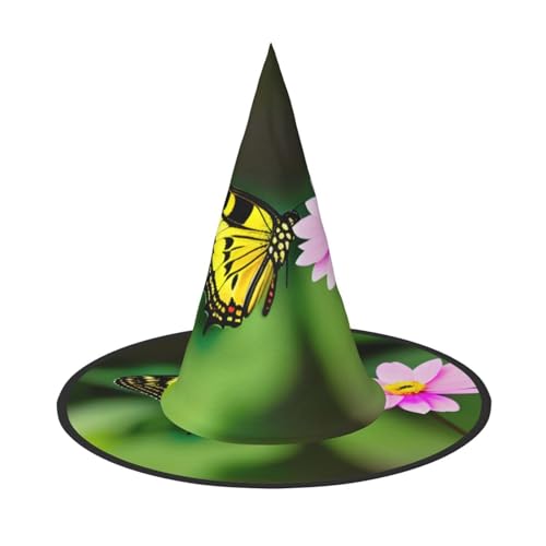 Halloween-Hut – Frühlingsblumen-Schmetterlings-Druck, Hexendekoration, Party, Hexenkostüm, spitze Hornkappe, festliches Geschenk, 3 Stück Halloween-Hut – Frühlingsblumen-Schmetterlings-Druck, Hexendekoration, Party, Hexenkostüm, spitze Hornkappe, festliches Geschenk, 3 Stück von CPyuqw