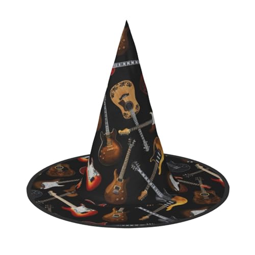 Halloween-Hut – Gitarren-Druck, Hexendekoration, Party, Hexenkostüm, spitze Hornkappe, festliches Geschenk, 2 Stück von CPyuqw