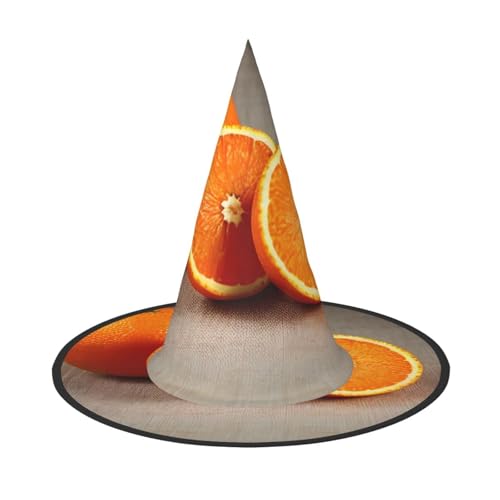 Halloween-Hut – Orangenfrucht-Druck, Hexendekoration, Party, Hexenkostüm, spitze Hornkappe, festliches Geschenk, 2 Stück von CPyuqw