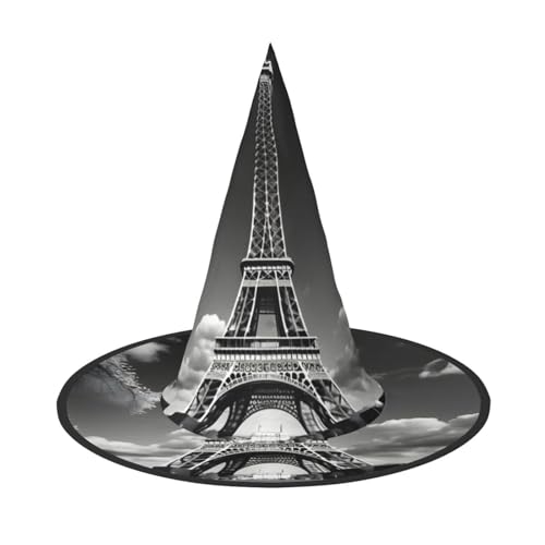 Halloween-Hut – Pariser Eiffelturm und Wolken-Druck, Hexendekoration, Party-Hexenkostüm, spitze Hornkappe, festliches Geschenk, 3 Stück Halloween-Hut – Pariser Eiffelturm und Wolken-Druck, Hexendekoration, Party-Hexenkostüm, spitze Hornkappe, festliches Geschenk, 3 Stück von CPyuqw