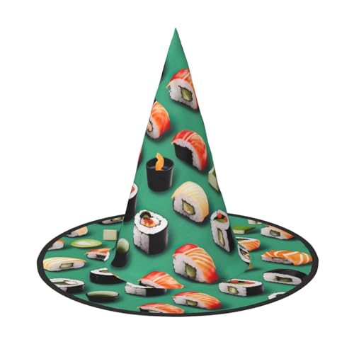 Halloween-Hut – Sushi-Lebensmittel-Druck, Hexendekoration, Party, Hexenkostüm, spitze Hornkappe, festliches Geschenk, 3 Stück Halloween-Hut – Sushi-Lebensmittel-Druck, Hexendekoration, Party, Hexenkostüm, spitze Hornkappe, festliches Geschenk, 3 Stück von CPyuqw