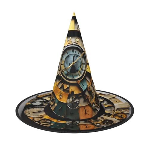 Halloween-Hut – Uhr, Kunstdruck, Hexendekoration, Party, Hexenkostüm, spitze Hornkappe, festliches Geschenk, 3 Stück Halloween-Hut – Uhr, Kunstdruck, Hexendekoration, Party, Hexenkostüm, spitze Hornkappe, festliches Geschenk, 3 Stück von CPyuqw