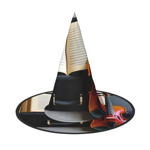 Halloween-Hut – Violine und Buchdruck, Hexendekoration, Party, Hexenkostüm, spitze Hornkappe, festliches Geschenk, 3 Stück von CPyuqw