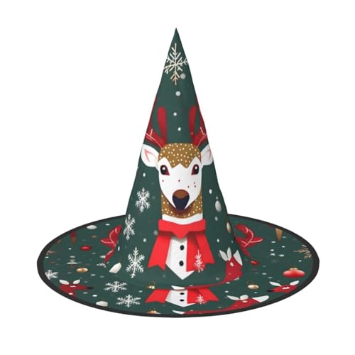 Halloween-Hut – Weihnachtshirsch-Druck, Hexendekoration, Party, Hexenkostüm, spitze Hornkappe, festliches Geschenk, 2 Stück von CPyuqw
