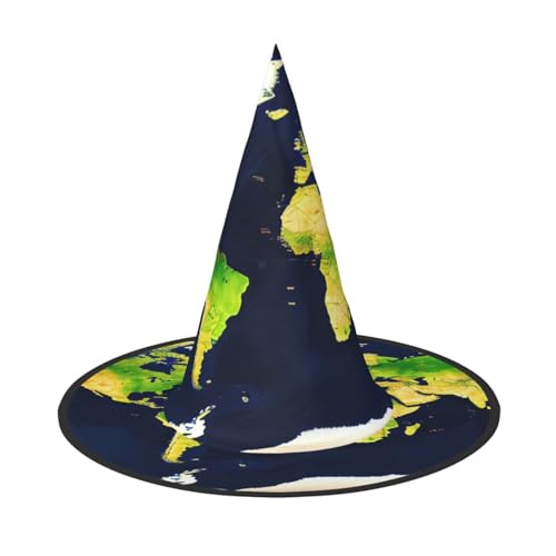 Halloween-Hut – Weltkarten-Druck, Hexendekoration, Party, Hexenkostüm, spitze Hornkappe, festliches Geschenk, 3 Stück von CPyuqw