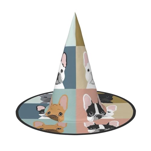 Halloween-Hut – französische Bulldogge, Hexendekoration, Party-Hexenkostüm, spitze Hornkappe, festliches Geschenk, 3 Stück Halloween-Hut – französische Bulldogge, Hexendekoration, Party-Hexenkostüm, spitze Hornkappe, festliches Geschenk, 3 Stück von CPyuqw