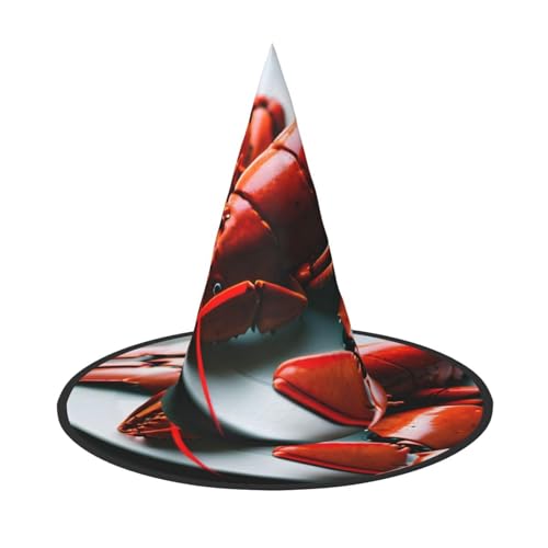 Halloween-Hut mit Hummer-Druck, Hexendekoration, Party, Hexenkostüm, spitze Hornkappe, festliches Geschenk, 3 Stück Halloween-Hut mit Hummer-Druck, Hexendekoration, Party, Hexenkostüm, spitze Hornkappe, festliches Geschenk, 3 Stück von CPyuqw