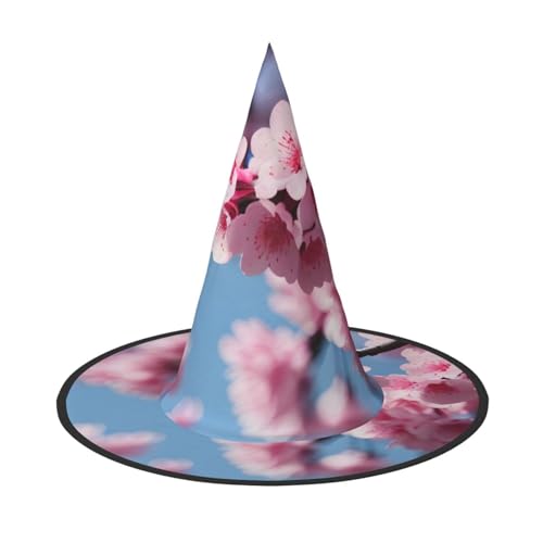 Halloween-Hut mit Kirschblüten-Druck, Hexendekoration, Party, Hexenkostüm, spitze Hornkappe, festliches Geschenk, 3 Stück Halloween-Hut mit Kirschblüten-Druck, Hexendekoration, Party, Hexenkostüm, spitze Hornkappe, festliches Geschenk, 3 Stück von CPyuqw