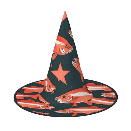 Halloween-Hut mit Lachsdruck, Hexendekoration, Party-Hexenkostüm, spitze Hornkappe, festliches Geschenk, 2 Stück von CPyuqw