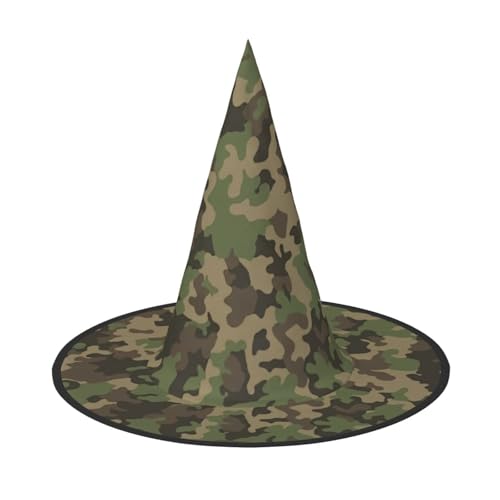 Halloween-Hut mit grünem Camouflage-Druck, Hexendekoration, Party-Hexenkostüm, spitze Hornkappe, festliches Geschenk, 3 Stück Halloween-Hut mit grünem Camouflage-Druck, Hexendekoration, Party-Hexenkostüm, spitze Hornkappe, festliches Geschenk, 3 Stück von CPyuqw