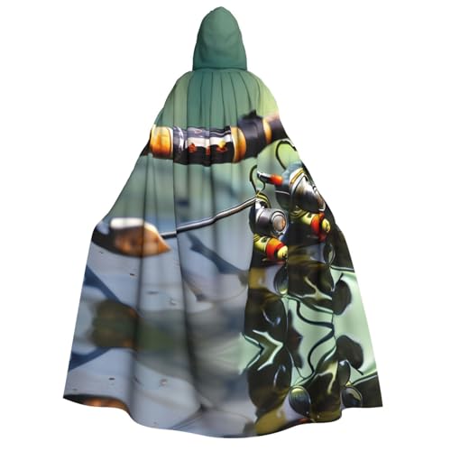 Halloween Kapuzenumhang Kostüm - Unisex Erwachsene Angelrute Druck Umhang für Partys, Karneval, Comic Ausstellungen von CPyuqw