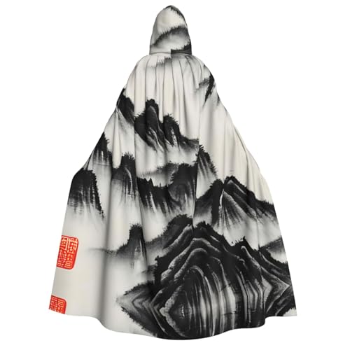 Halloween Kapuzenumhang Kostüm - Unisex Erwachsene Chinesische Landschaft Malerei Druck Umhang für Partys, Karneval, Comic Ausstellungen von CPyuqw