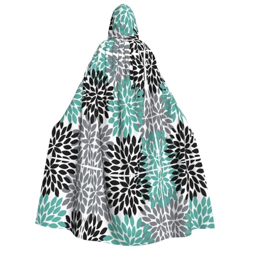 Halloween Kapuzenumhang Kostüm - Unisex Erwachsene Dahlie Blume Druck Umhang für Partys, Karneval, Comic Ausstellungen von CPyuqw