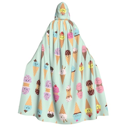 Halloween Kapuzenumhang Kostüm - Unisex Erwachsene Eiswaffeln Druck Umhang für Partys, Karneval, Comic Ausstellungen von CPyuqw