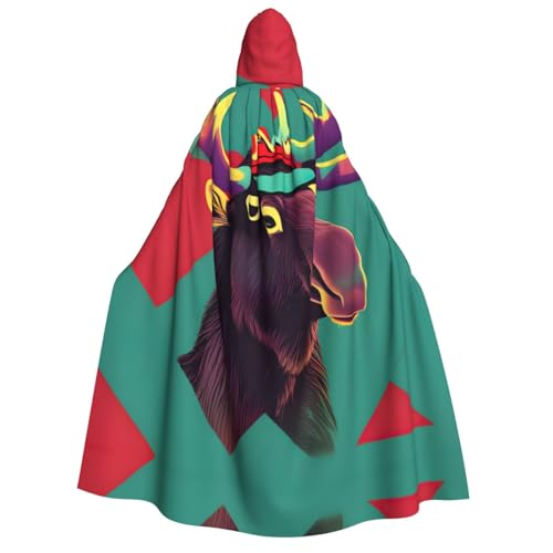 Halloween Kapuzenumhang Kostüm - Unisex Erwachsene Elch Druck Umhang für Partys, Karneval, Comic Ausstellungen von CPyuqw