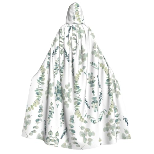 Halloween Kapuzenumhang Kostüm - Unisex Erwachsene Eukalyptus Blätter Druck Umhang für Party Karneval Comic Ausstellungen von CPyuqw