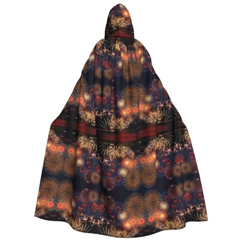 Halloween Kapuzenumhang Kostüm - Unisex Erwachsene Feuerwerk Druck Umhang für Partys, Karneval, Comic Ausstellungen von CPyuqw