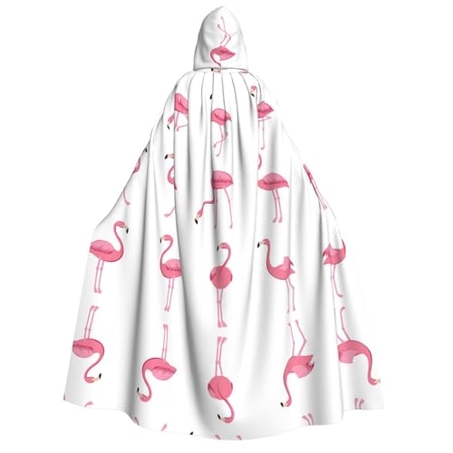 Halloween Kapuzenumhang Kostüm - Unisex Erwachsene Flamingos auf weißem Druck Umhang für Partys, Karneval, Comic Ausstellungen von CPyuqw