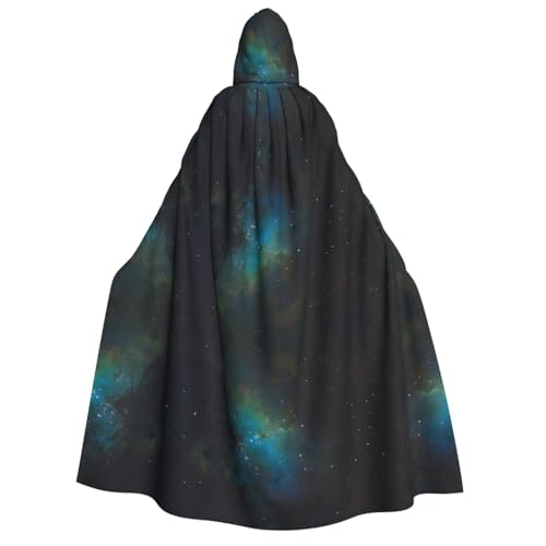 Halloween Kapuzenumhang Kostüm - Unisex Erwachsene Galaxy Green Print Cape für Partys, Karneval, Comic Ausstellungen von CPyuqw